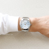 Tissot Gentleman Powermatic 80 Silicium Ice Blue Silver Steel Strap Watch For Men - T127.407.11.351.00