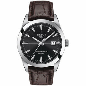 Tissot Gentleman Powermatic 80 Silicium Black Dial Brown Leather Strap Watch For Men - T127.407.16.051.01 Buy Now By Tissot