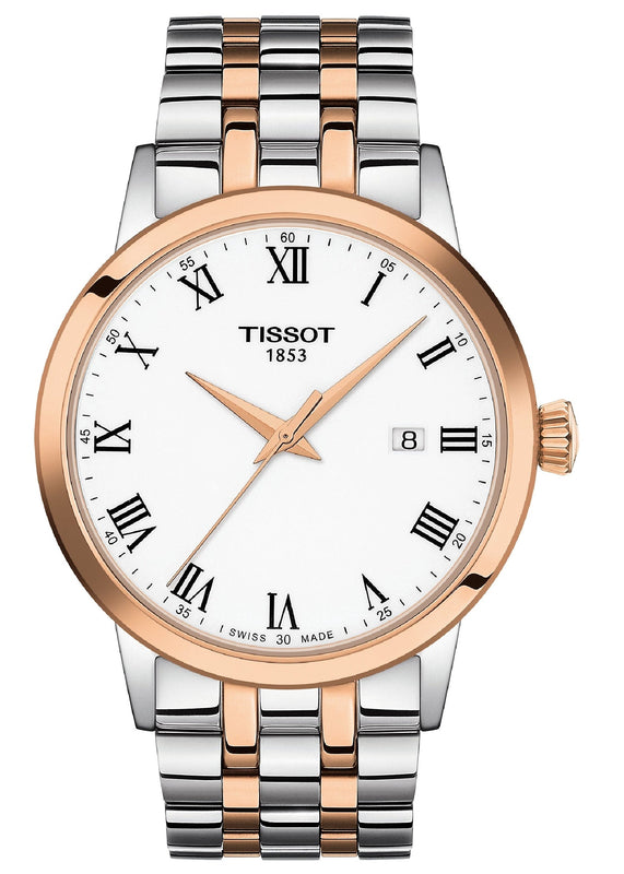 Tissot T Classic Dream Quartz White Dial Two Tone Steel Strap Watch for Men - T129.410.22.013.00 Authentic Buy Shop Now