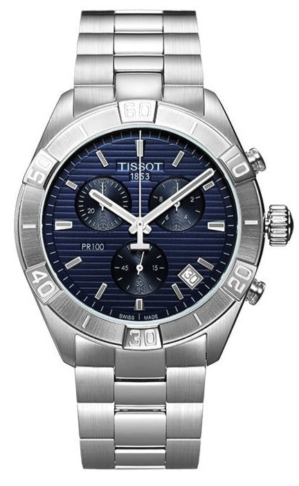 Tissot PR 100 Sport Quartz Chronograph Blue Dial Silver Steel Strap Watch For Men - T101.617.11.041.00 Buy Now By Tissot
