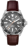 Tag Heuer Aquaracer Caliber 5 Black Dial Brown Leather Strap Watch for Men - WAY201M.FC6474 Buy Now By Tag Heuer