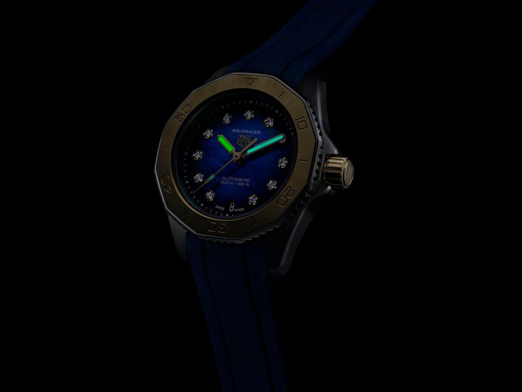 Tag Heuer Aquaracer Professional 200 Automatic Diamonds Blue Dial Blue Rubber Strap Watch for Women - WBP2450.FT6215 Buy Now By Tag Heuer