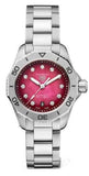 Tag Heuer Aquaracer Professional 200 Automatic Diamond Ruby Red Dial Silver Steel Strap Watch for Women - WBP2414.BA0622 Buy Now By Tag Heuer