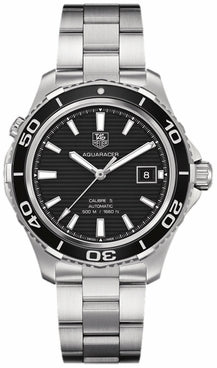 Tag Heuer Aquaracer Caliber 5 Automatic Black Dial Silver Steel Strap Watch for Men - WAK2110.BA0830 Buy Now By Tag Heuer