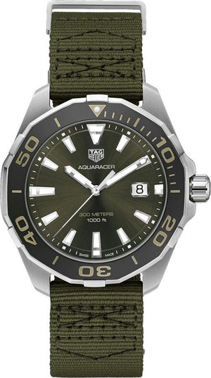 Tag Heuer Aquaracer Black Dial Khakhi Green NATO Strap Watch for Men - WAY101E.FC8222 Buy Now By Tag Heuer