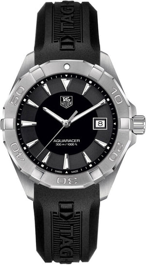 Tag Heuer Aquaracer Quartz Black Dial Black Rubber Strap Watch for Men - WAY1110.FT8021 Buy Now By Tag Heuer