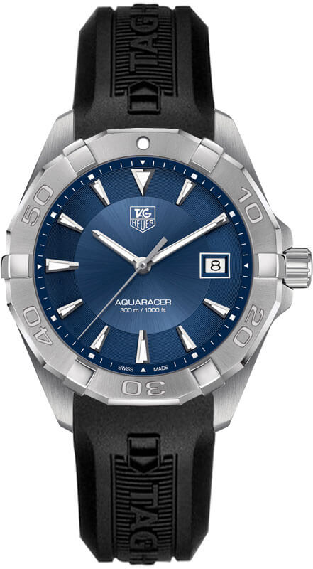 Tag Heuer Aquaracer Quartz Blue Dial Black Rubber Strap Watch for Men - WAY1112.FT8021 Buy Now By Tag Heuer