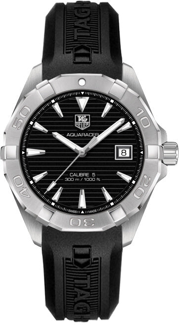 Tag Heuer Aquaracer Automatic Caliber 5 Black Dial Black Rubber Strap Watch for Men - WAY2110.FT8021 Buy Now By Tag Heuer