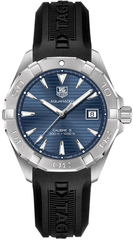 Tag Heuer Aquaracer Caliber 5 Blue Dial Black Rubber Strap Watch for Men - WAY2112.FT8021 Buy Now By Tag Heuer