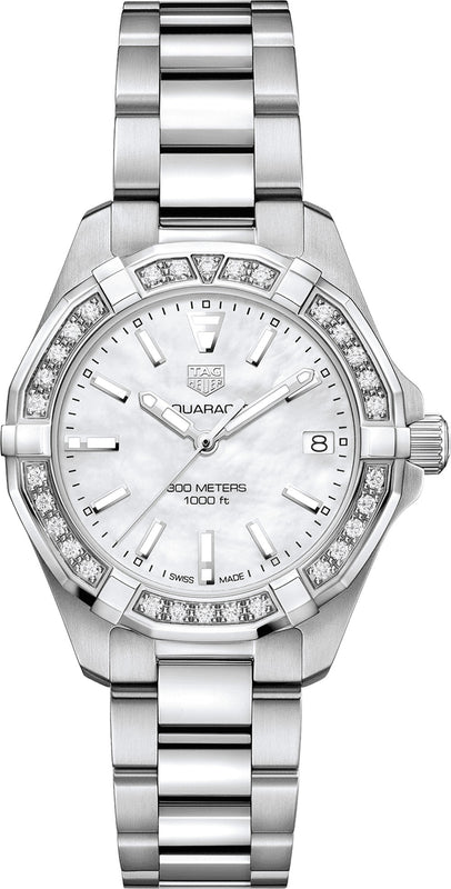 Tag Heuer Aquaracer Diamonds Mother of Pearl Dial Silver Steel Strap Watch for Women - WBD1313.BA0740 Buy Now By Tag Heuer