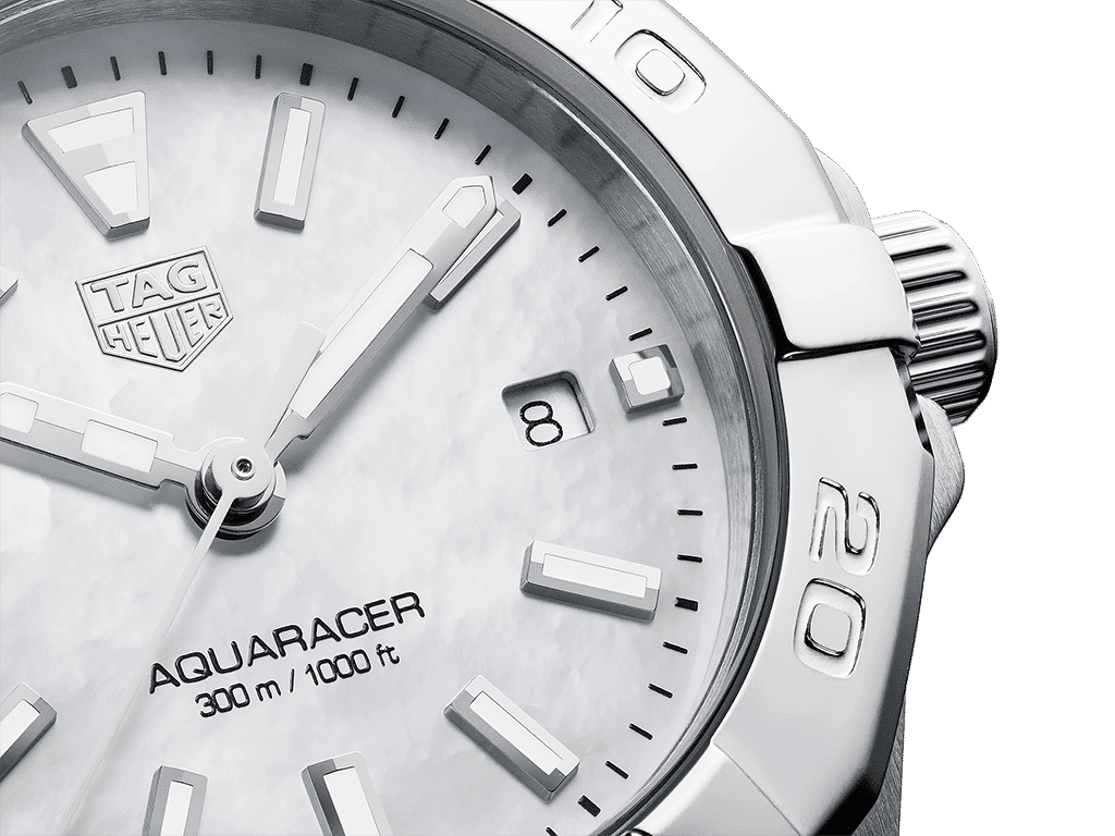 Tag Heuer Aquaracer Quartz Mother of Pearl White Dial Silver Steel Strap Watch for Women - WBD1411.BA0741 Buy Now By Tag Heuer