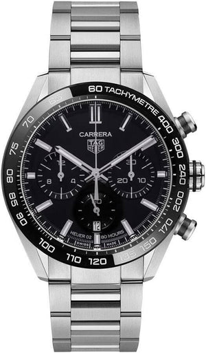 Tag Heuer Carrera Automatic Chronograph Black Dial Silver Steel Strap Watch for Men - CBN2A1B.BA0643 Buy Now By Tag Heuer