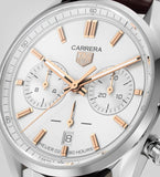 Tag Heuer Carrera Chronograph White Dial Brown Leather Strap Watch for Men - CBN2013.FC6483 Buy Now By Tag Heuer
