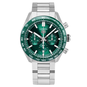 Tag Heuer Carrera Chronograph 44mm Green Dial Silver Steel Strap Watch for Men - CBN2A1N.BA0643 Buy Now By Tag Heuer
