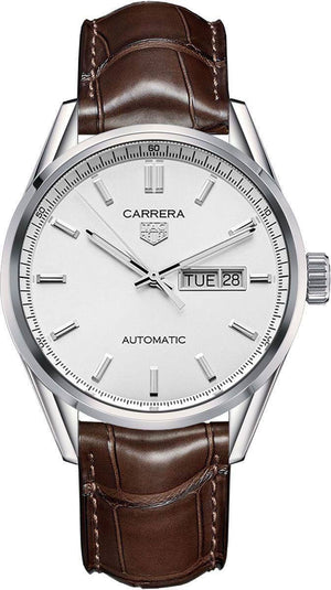 Tag Heuer Carrera Day Date Silver Dial Brown Leather Strap Watch for Men - WBN2011.FC6484 Buy Now By Tag Heuer