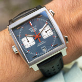 Tag Heuer Monaco Automatic Chronograph Blue Dial Black Leather Strap Watch for Men - CAW211P.FC6356 Buy Now By Tag Heuer