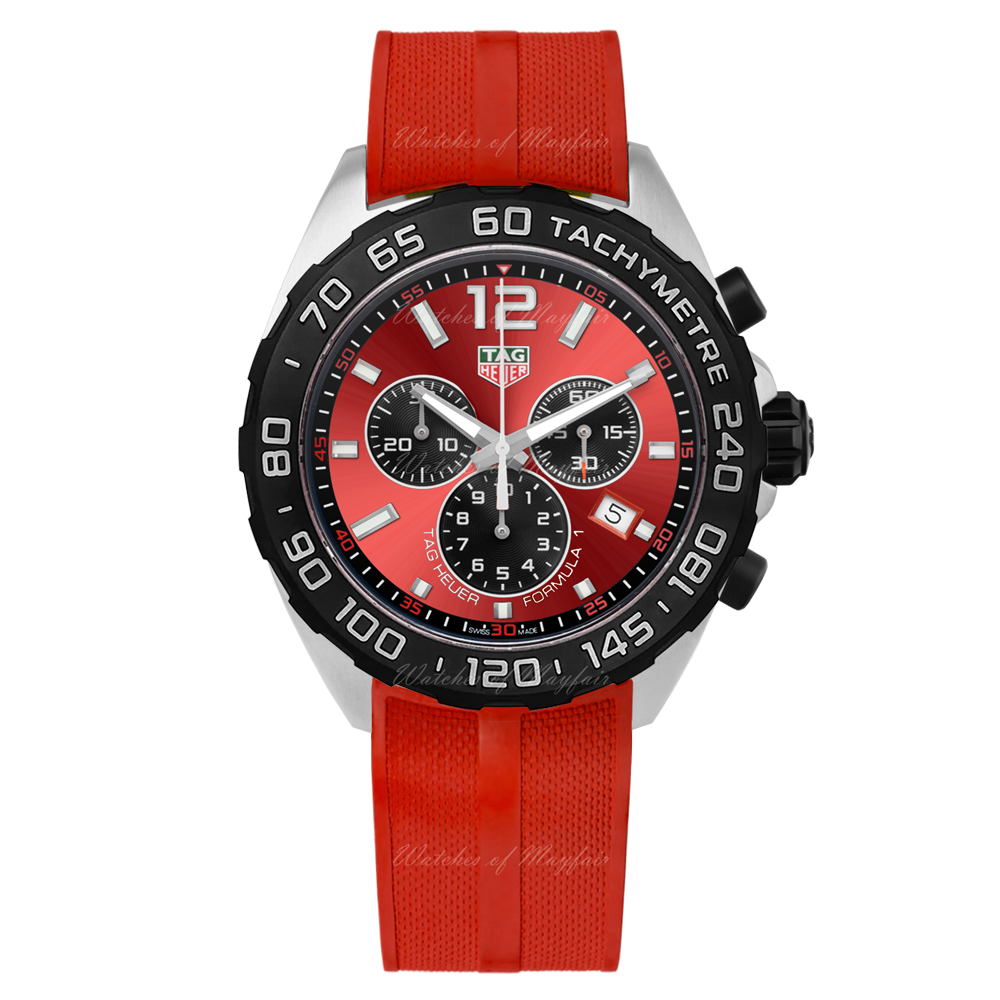 Tag Heuer Formula 1 Chronograph Red Dial Red Rubber Strap Watch for Men - CAZ101AN.FT8055 Buy Now By Tag Heuer