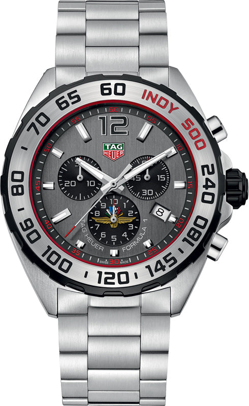 Tag Heuer Formula 1 Chronograph Indy 500 Special Edition Grey Dial Silver Steel Strap Watch for Men - CAZ1016.EB0058 Buy Now By Tag Heuer