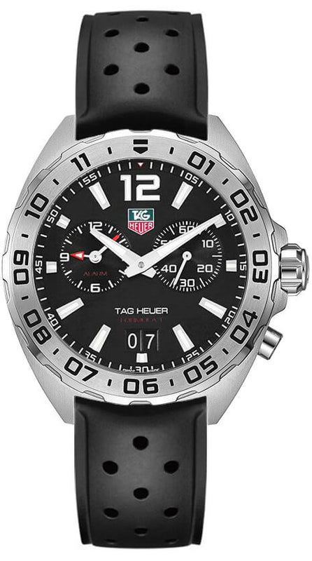 Tag Heuer Formula 1 Alarm Quartz Black Dial Black Rubber Strap Watch for Men - WAZ111A.FT8023 Buy Now By Tag Heuer