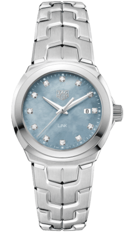 Tag Heuer Link Quartz Diamonds Blue Mother of Pearl Dial Silver Steel Strap Watch for Women - WBC1313.BA0600 Buy Now By Tag Heuer