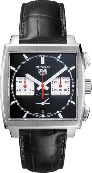 Tag Heuer Monaco Automatic Chronograph Black Dial Black Leather Strap Watch for Men - CBL2113.FC6177 Buy Now By Tag Heuer