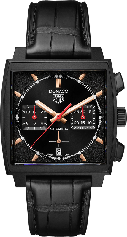 Tag Heuer Monaco Automatic Chronograph Black Dial Black Leather Strap Watch for Men - CBL2180.FC6497 Buy Now By Tag Heuer