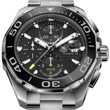 Tag Heuer Aquaracer Calibre 16 Day-Date Black Dial Silver Steel Strap Watch for Men - CAY211A.BA0927 Buy Now By Tag Heuer
