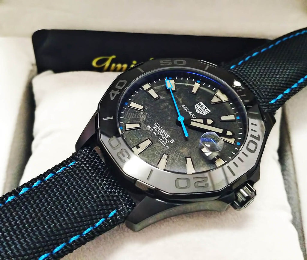 Tag Heuer Aquaracer Calibre 5 Black Nylon Strap Carbon Dial Watch for Men - WBD218C.FC6447 Buy Now By Tag Heuer
