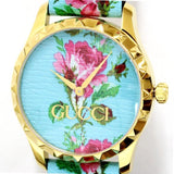 Gucci G Timeless Floral Turquoise Dial Turquoise Leather Strap Watch For Women - YA1264085 Buy Now By Gucci