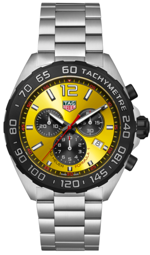 Tag Heuer Formula 1 Quartz Chronograph Yellow Dial Silver Steel Strap Watch for Men - CAZ101AM.BA0842 Buy Now By Tag Heuer