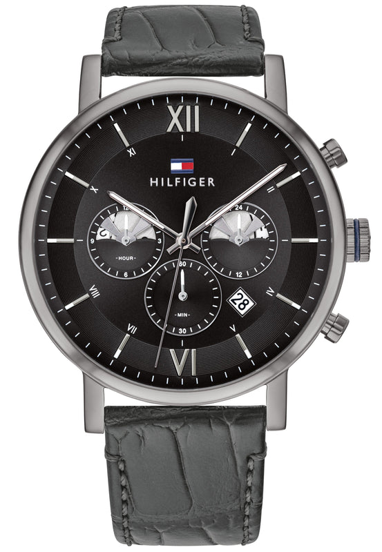 Tommy Hilfiger Evan Black Dial Black Leather Strap Watch for Men - 1710395 Buy Now By Tommy Hilfiger