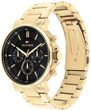 Tommy Hilfiger Tyson Chronograph Black Dial Gold Steel Strap Watch For Men - 1710589 Buy Now By Tommy Hilfiger