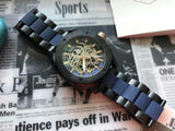 Fossil Modern Machine Automatic Skeleton Blue Dial Two Tone Steel Strap Watch for Men - ME3133 Buy Now By Fossil