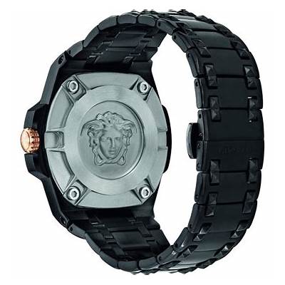 Versace Chain Reaction Quartz Black Dial Black Steel Strap Watch for Men - VEDY00719 Buy Now By Versace