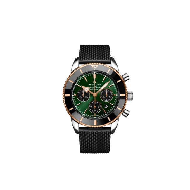Breitling Superocean Heritage B01 Chronograph 44 Limited Edition Green Dial Black Mesh Bracelet Watch for Women - UB01622A1L1S1 Buy Now By Breitling