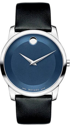 Movado Museum Classic Blue Dial Black Leather Strap Watch for Men - 606610 Buy Now By Movado