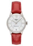 Tissot Chemin Des Tourelles Automatic Mother of Pearl White Dial Red Leather Strap Watch For Women - T099.207.16.118.00 Buy Now By Tissot
