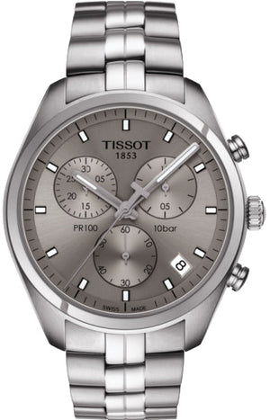 Tissot PR 100 Chronograph Grey Dial Silver Steel Strap Watch for Men - T101.417.11.071.00 Buy Now By Tissot