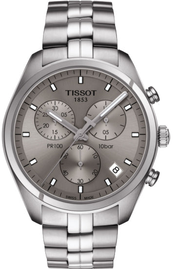 Tissot PR 100 Chronograph Grey Dial Silver Steel Strap Watch for Men - T101.417.11.071.00 Buy Now By Tissot