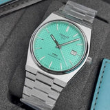 Tissot PRX Powermatic 80 Automatic Mint Green Dial Silver Steel Strap Watch for Men - T137.407.11.091.01