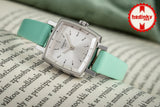 Tissot T Lady Lovely Square Silver Dial Light Green Leather Strap Watch for Women - T058.109.16.031.01 Buy Now By Tissot