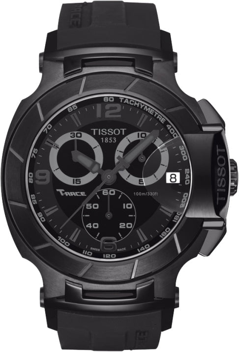 Tissot T Race Chronograph Black Dial Black Rubber Strap Watch for Men - T048.417.37.057.00 Buy Now By Tissot