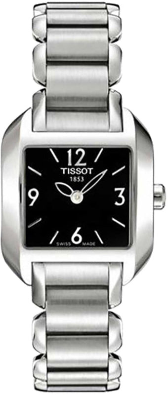 Tissot T Wave Black Dial Silver Steel Strap Watch for Women - T02.1.285.52 Buy Now By Tissot