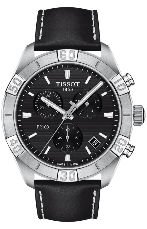 Tissot PR 100 Sport Quartz Chronograph Black Dial Black Leather Strap Watch For Men - T101.617.16.051.00 Buy Now By Tissot