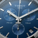 Tissot PR 100 Chronograph Blue Dial Silver Mesh Bracelet Watch for Men - T101.417.11.041.00 Buy Now By Tissot