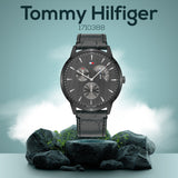 Tommy Hilfiger Brad Chronograph Quartz Grey Dial Grey Leather Strap Watch For Men - 1710388 Buy Now By Tommy Hilfiger