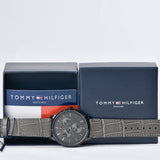 Tommy Hilfiger Brad Chronograph Quartz Grey Dial Grey Leather Strap Watch For Men - 1710388 Buy Now By Tommy Hilfiger