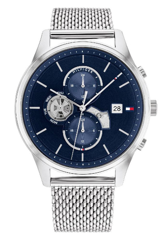 Tommy Hilfiger Weston Chronograph Blue Dial Silver Mesh Bracelet Watch For Men - 1710504 Buy Now By Tommy Hilfiger