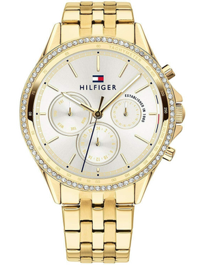 Tommy Hilfiger Ari Multifunction Diamonds Silver Dial Gold Steel Strap Watch for Women - 1781977 Buy Now By Tommy Hilfiger