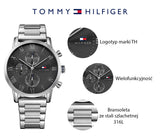 Tommy Hilfiger Kane Chronograph Grey Dial Silver Steel Strap Watch for Men - 1791397 Buy Now By Tommy Hilfiger